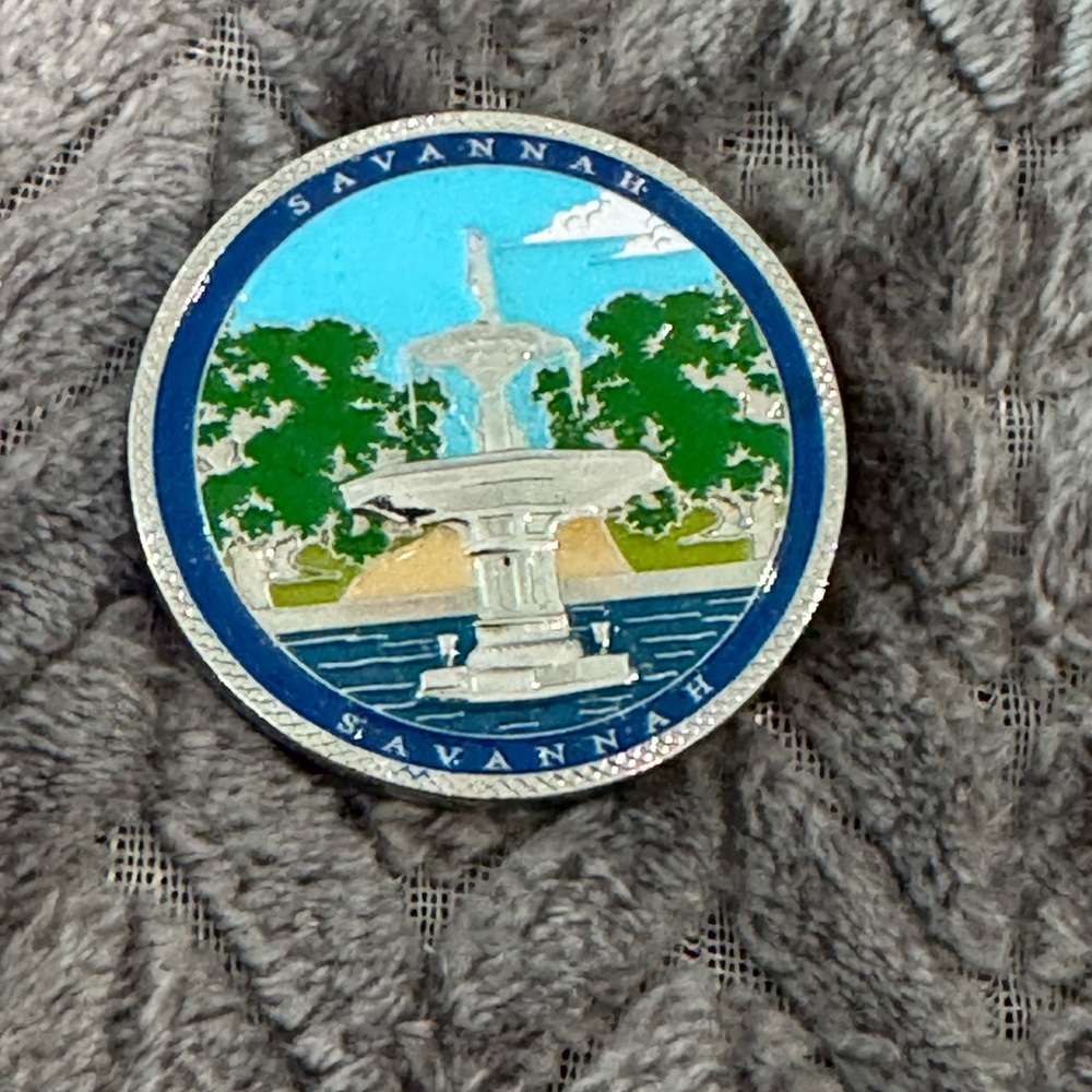 Savannah Fountain Enamel Coin- Blue & Green Yesfit Coin